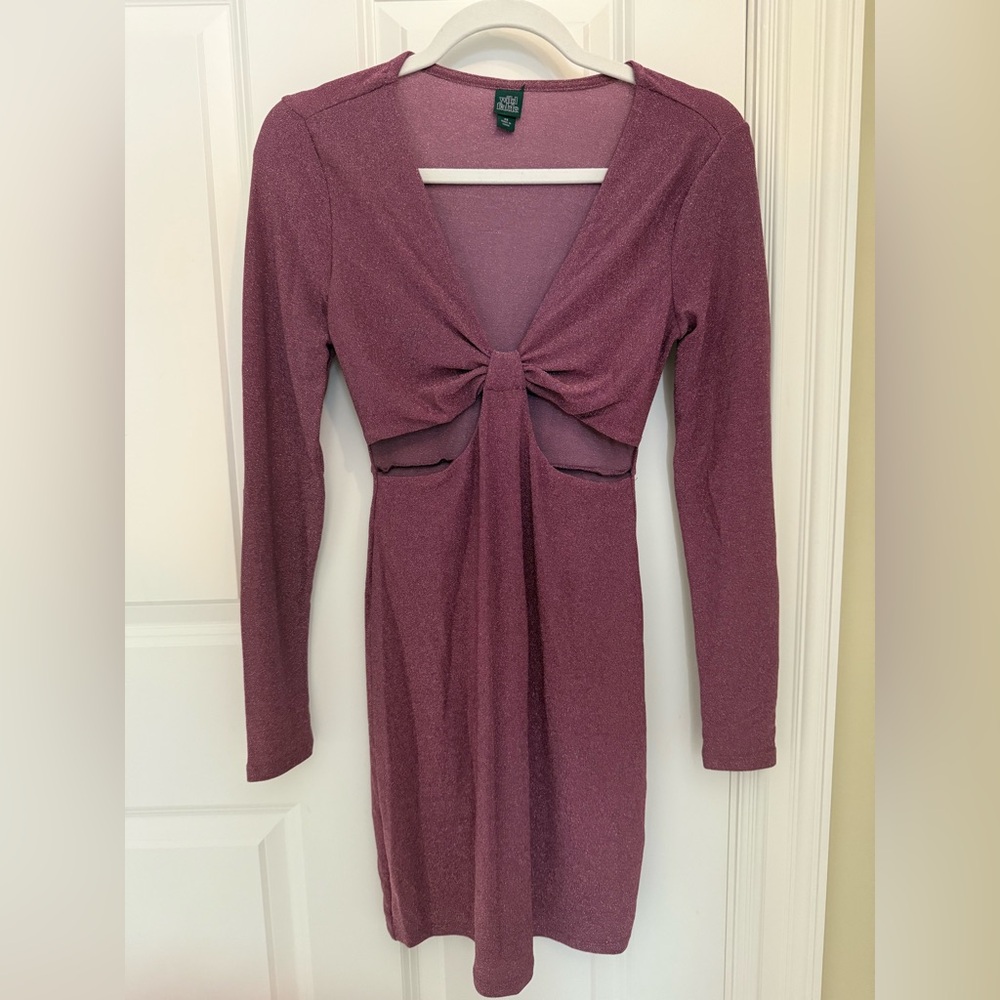 Burgundy shimmer long sleeve bodycon dress
